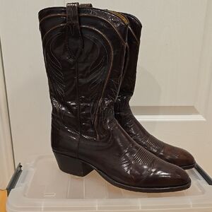 Men's Black Leather Cowboy Boots